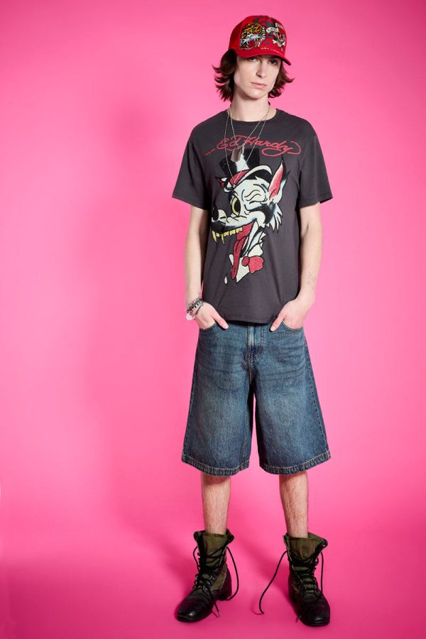 Wolf Head Throwback Rhinestone Tee - Image 2