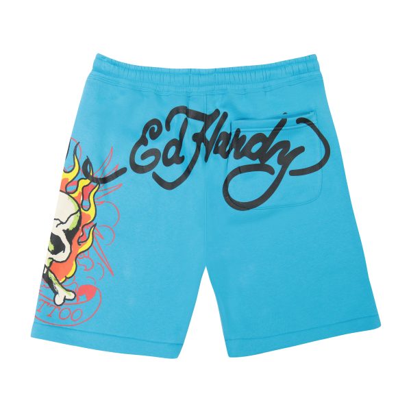 Flame Skull Fleece Shorts - Image 2