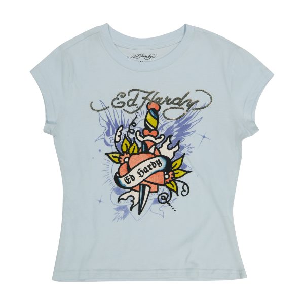 Dagger Heart Cap Sleeve Fitted Tee