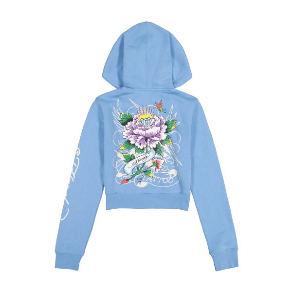 Flower Skull Cropped Hoodie - Image 2