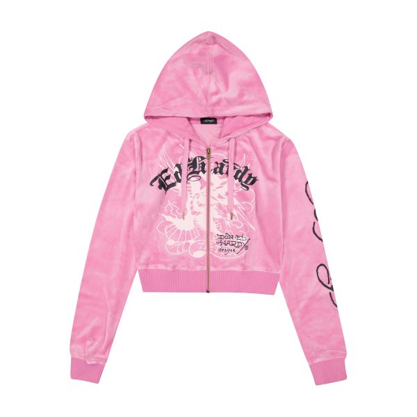Panther Crown Velour Zip Front Hoodie