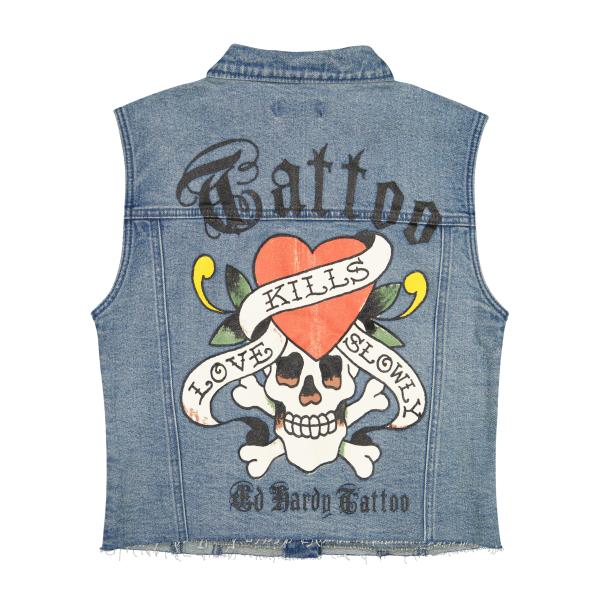 Heart Cross Trucker Denim Vest - Image 2
