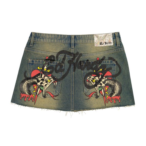 Snake Hearts Denim Skirt - Image 2